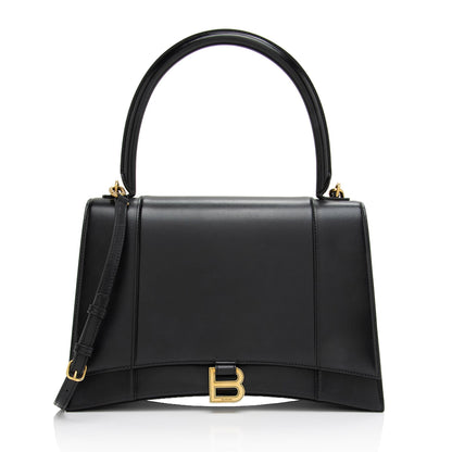 Luxury Balenciaga Trending 2025 Shiny Calfskin Hourglass Medium Satchel (SHF-T4GYIa)