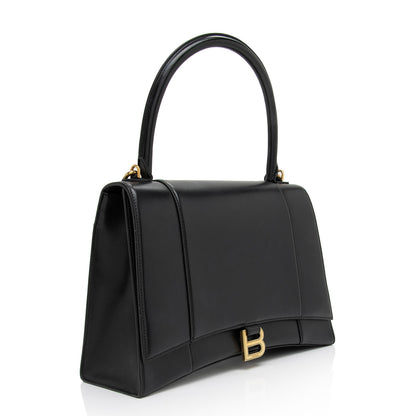 Luxury Balenciaga Trending 2025 Shiny Calfskin Hourglass Medium Satchel (SHF-T4GYIa)