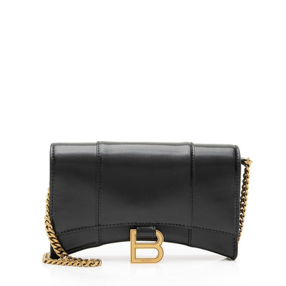 Luxury Balenciaga Trending 2025 Shiny Calfskin Hourglass Wallet on Chain Bag (SHF-23824)