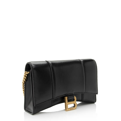 Luxury Balenciaga Trending 2025 Shiny Calfskin Hourglass Wallet on Chain Bag (SHF-RgTbFx)