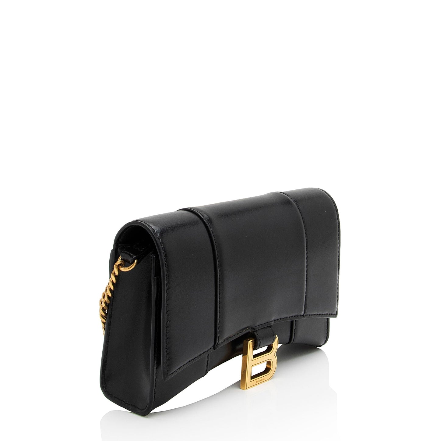 Luxury Balenciaga Trending 2025 Shiny Calfskin Hourglass Wallet on Chain Bag (SHF-PW1B0p)
