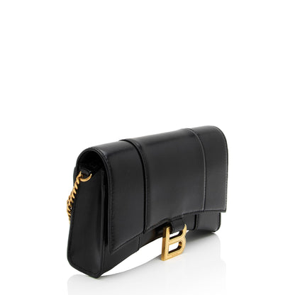 Luxury Balenciaga Trending 2025 Shiny Calfskin Hourglass Wallet on Chain Bag (SHF-PW1B0p)