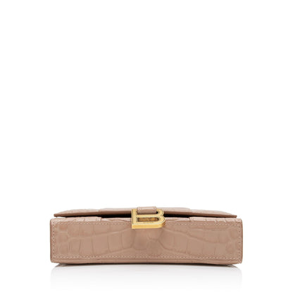 Luxury Balenciaga Trending 2025 Shiny Croc Embossed Calfskin Hourglass Chain Bag (SHF-ZdcMW4)