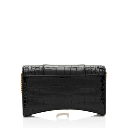 Luxury Balenciaga Trending 2025 Shiny Croc Embossed Calfskin Hourglass Chain Bag (SHF-Le4cT4)