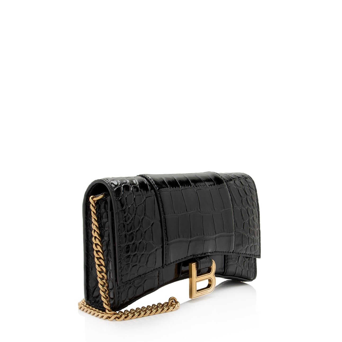 Luxury Balenciaga Trending 2025 Shiny Croc Embossed Calfskin Hourglass Chain Bag (SHF-Le4cT4)