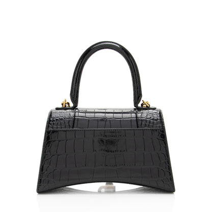 Luxury Balenciaga Trending 2025 Shiny Croc Embossed Calfskin Hourglass Small Top Handle (SHF-4EXjgI)