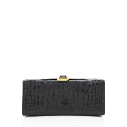 Luxury Balenciaga Trending 2025 Shiny Croc Embossed Calfskin Hourglass Small Top Handle (SHF-4EXjgI)