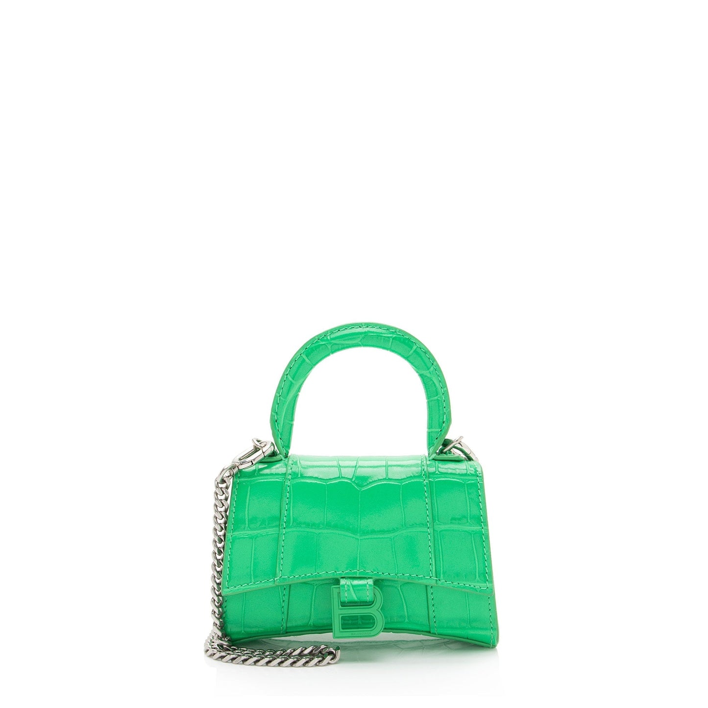 Luxury Balenciaga Trending 2025 Shiny Croc Embossed Calfskin Hourglass Super Nano Top Handle (SHF-c6OAtN)