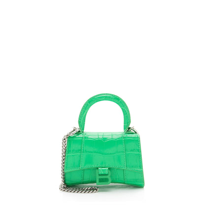 Luxury Balenciaga Trending 2025 Shiny Croc Embossed Calfskin Hourglass Super Nano Top Handle (SHF-c6OAtN)