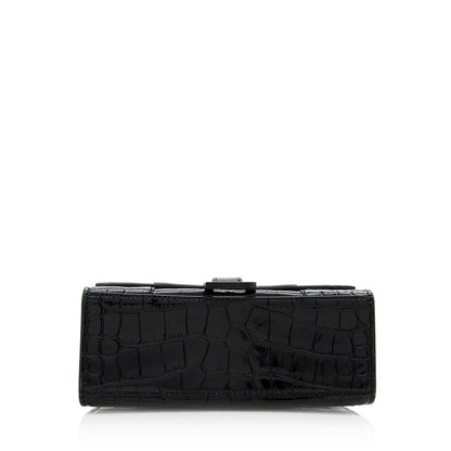 Luxury Balenciaga Trending 2025 Shiny Croc Embossed Calfskin Hourglass XS Satchel (SHF-20783)