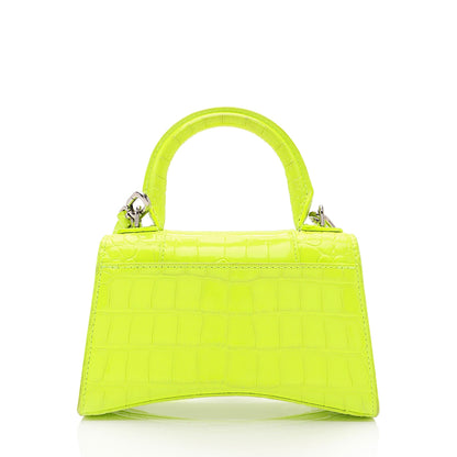 Luxury Balenciaga Trending 2025 Shiny Croc Embossed Calfskin Hourglass XS Top Handle (SHF-vSVXrb)
