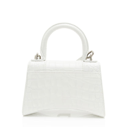 Luxury Balenciaga Trending 2025 Shiny Croc Embossed Calfskin Hourglass XS Top Handle (SHF-phP4Bs)
