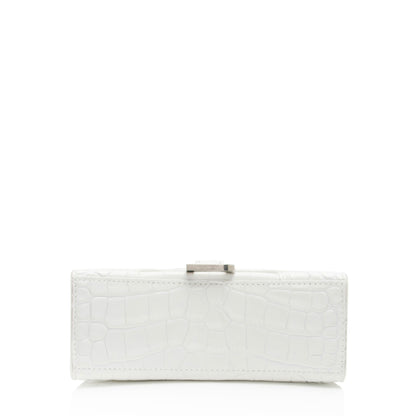 Luxury Balenciaga Trending 2025 Shiny Croc Embossed Calfskin Hourglass XS Top Handle (SHF-phP4Bs)