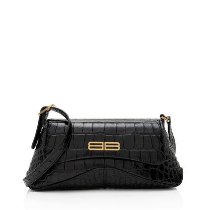 Luxury Balenciaga Trending 2025 Shiny Croc Embossed Calfskin XX Small Flap Bag (SHF-HmNLTl)