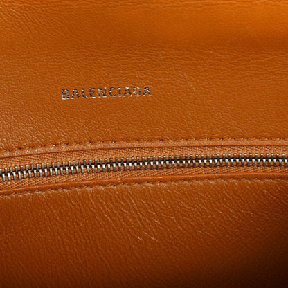 Balenciaga Small Brown Croc-Embossed Hourglass Top Handle Bag
