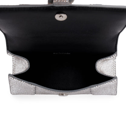 Balenciaga Suede Rhinestone Hourglass XS Top Handle Bag