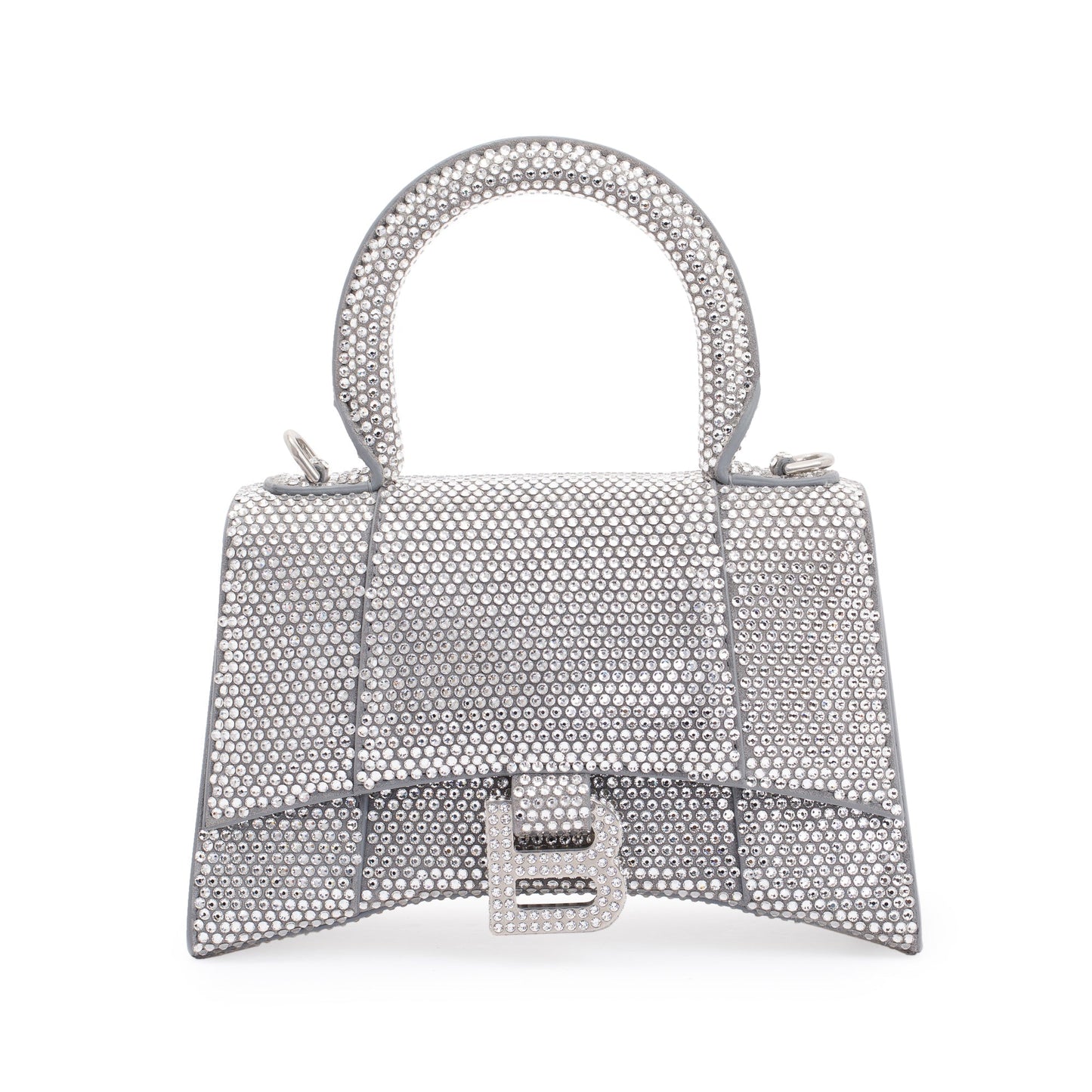Balenciaga Suede Rhinestone Hourglass XS Top Handle Bag