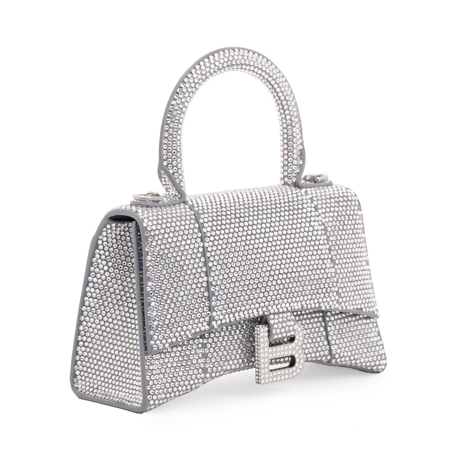 Balenciaga Suede Rhinestone Hourglass XS Top Handle Bag