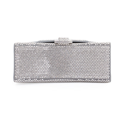 Balenciaga Suede Rhinestone Hourglass XS Top Handle Bag