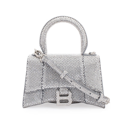 Balenciaga Suede Rhinestone Hourglass XS Top Handle Bag