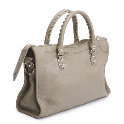 Balenciaga Taupe Chevre Leather Small Metallic Edge City Bag