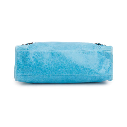 Balenciaga Teal Agneau Leather Motocross Classic City Bag