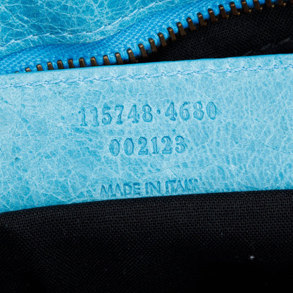Balenciaga Teal Agneau Leather Motocross Classic City Bag