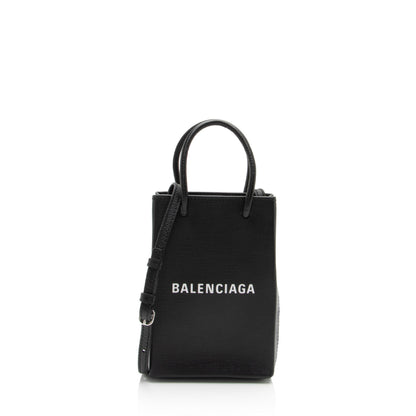 Luxury Balenciaga Trending 2025 Textured Calfskin Phone Holder Crossbody (SHF-vPnMbh)