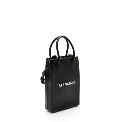 Luxury Balenciaga Trending 2025 Textured Calfskin Phone Holder Crossbody (SHF-vPnMbh)