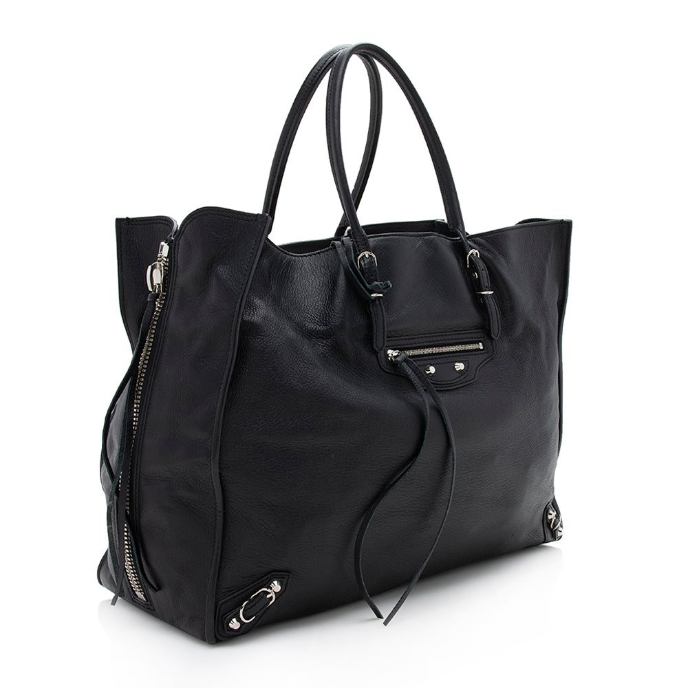 Luxury Balenciaga Trending 2025 Veau Leather Papier A4 Zip Around Tote (SHF-12250)