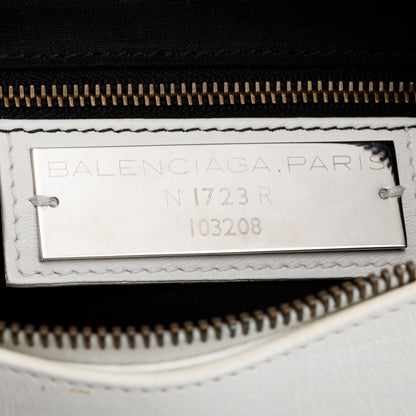 Balenciaga White Arena Leather Motocross Classic First Bag