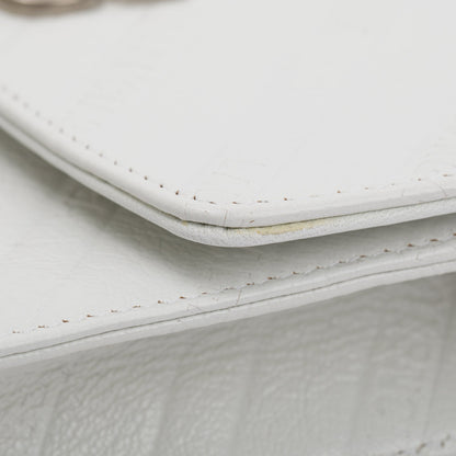 Balenciaga White Calfskin Leather BB Wallet on Chain