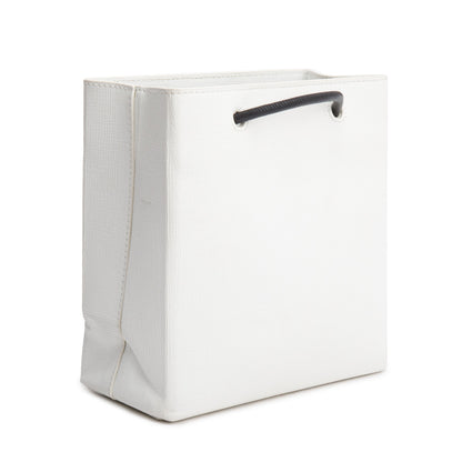 Balenciaga White Calfskin Leather XXS Logo Leather Shopping Tote
