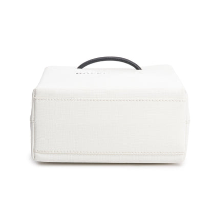 Balenciaga White Calfskin Leather XXS Logo Leather Shopping Tote