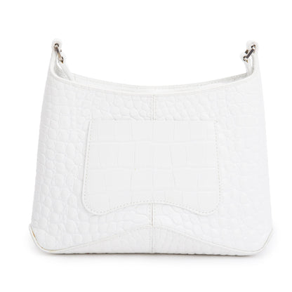 Balenciaga White Croc-Embossed Leather Xx Small Hobo Bag