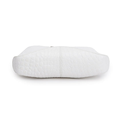 Balenciaga White Croc-Embossed Leather Xx Small Hobo Bag