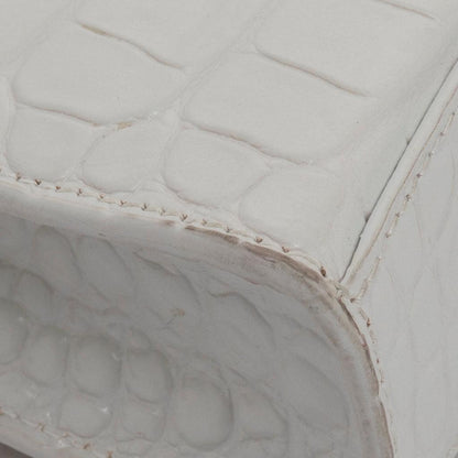Balenciaga White Crocodile Embossed Hourglass Wallet on Chain