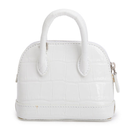 Balenciaga White Crocodile Embossed Ville Mini Top Handle Bag