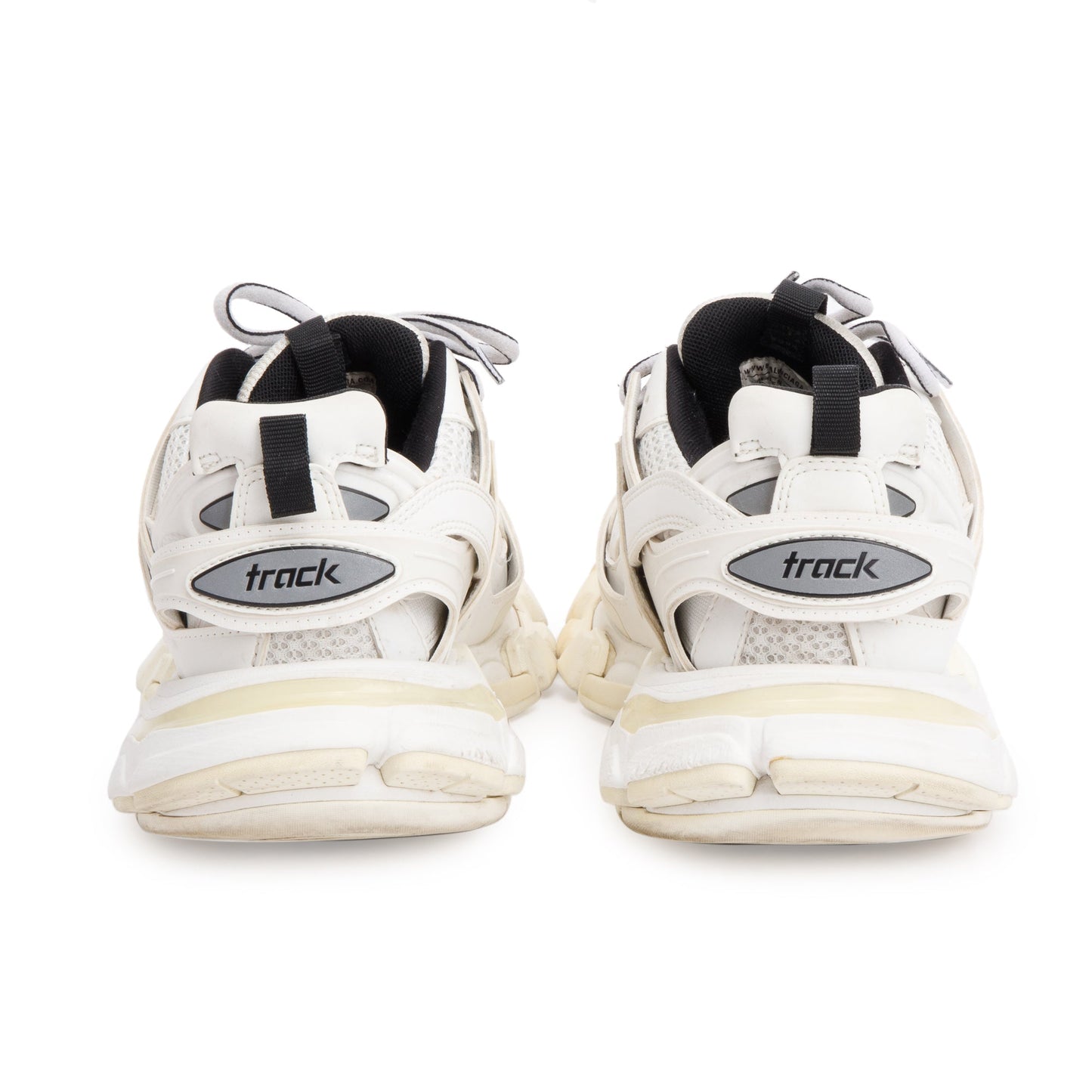 Balenciaga White Leather Fabric Mesh Track Sneakers, Size 38