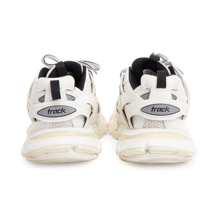 Balenciaga White Leather Fabric Mesh Track Sneakers, Size 38