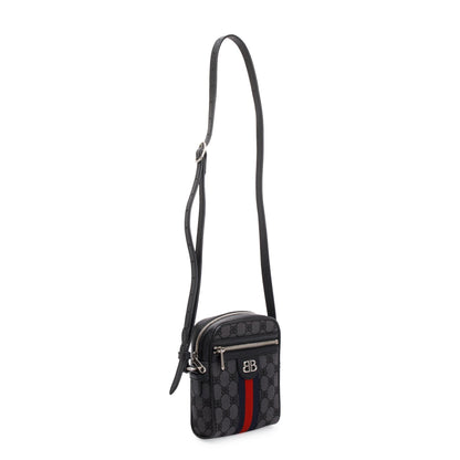 Balenciaga X Gucci The Hacker Project Black BB Supreme Canvas Web Mini Crossbody Bag