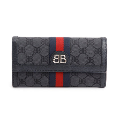 Balenciaga X Gucci The Hacker Project Black GG Canvas Web Continental Wallet