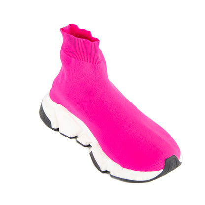 Luxury Balenciaga Trending 2025 Neon Pink BB Sock Sneakers Size US 8 | EU 38
