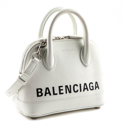 Luxury Balenciaga Trending 2025 White Grained Calfskin XXS Ville Top Handle Bag