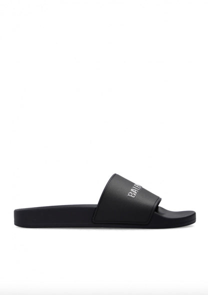 BALENCIAGA PRINTED LOGO RUBBER POOL SLIDES