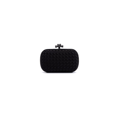 Bottega Veneta Ayers-Trimmed Satin Intrecciato Knot Clutch