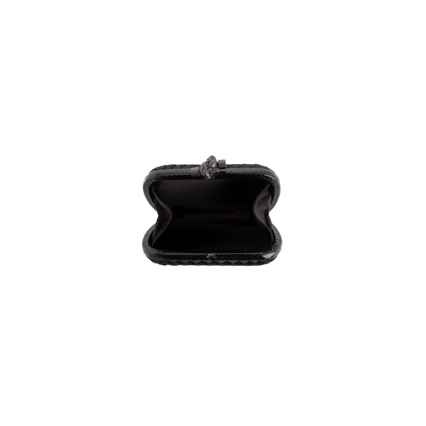 Bottega Veneta Ayers-Trimmed Satin Intrecciato Knot Clutch