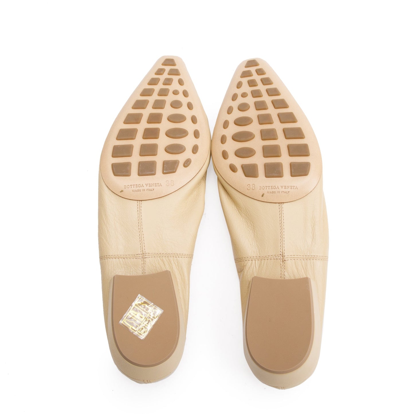 Bottega Veneta Beige Crush Nappa Leather Ballerina Flats, Size 38