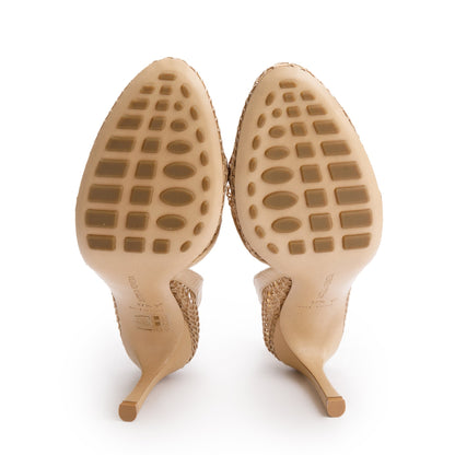 Bottega Veneta Beige Nappa Mesh Chunky Chain Link Pumps, Size 37.5