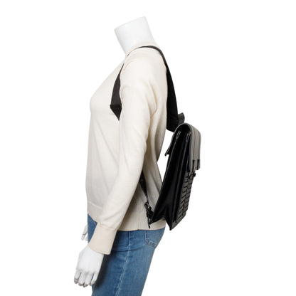 Bottega Veneta Black Intrecciato Leather Briefcase Backpack